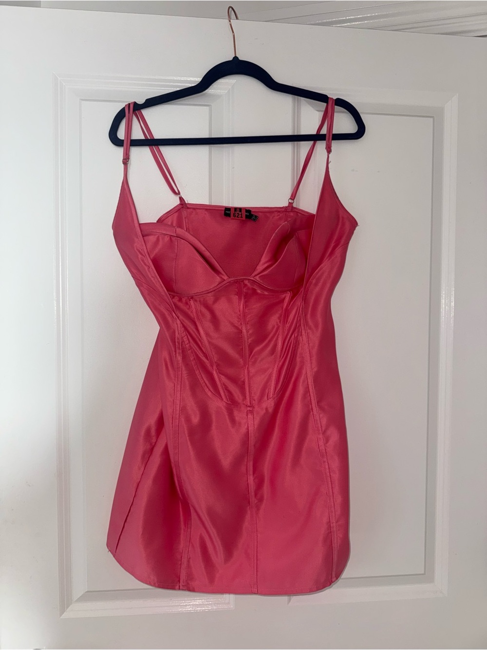 PrettyLittleThing Hot Pink Satin Underwire Mini Dress size 10